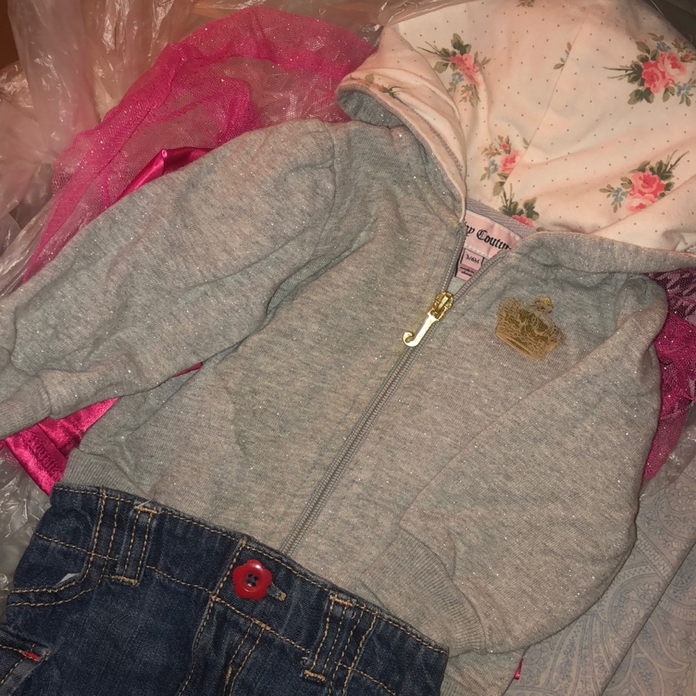 JuicyC zip track jacket & oldnavy denim skirt